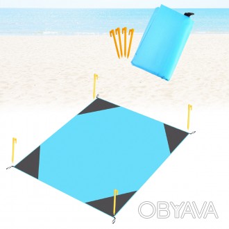 Килимок на пляж, характеристики:
	Розміри: 180х145 см;
	Колір: Синя;
	Матеріал: . . фото 1