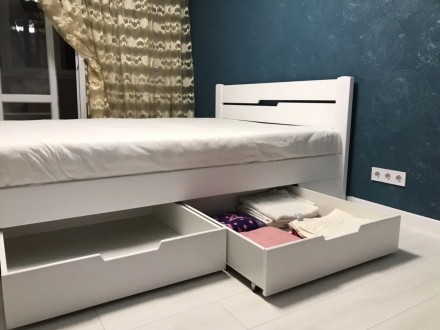 Кровать Айрис 160-200 см с 4 ящиками (белая) Двуспальная кровать с 4 (четырьмя) . . фото 3