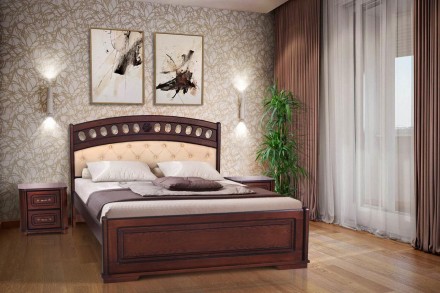 Кровать двуспальная Фелиция 160 х 200 см (темный орех с патиной) Кровать Фелиция. . фото 2