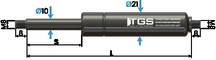 Газовий амортизатор, газліфт L 420 / 405 мм Туреччина TGS — TUNATEK 
газліфт на . . фото 3