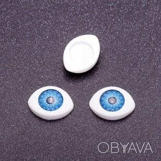 Фурнитура "Живые глазки" пара цвет синий зрачок d- 8мм 11х14мм фас.50пар.. . фото 1