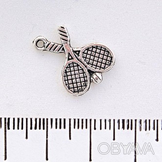 Фурнитура подвеска Теннисные ракетки, цвет металла серебро, 20мм фас.20гр. + -18