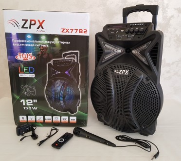 Опис
Колонка акумуляторна з мікрофоном ZPX ZX 7782 (USB-BT-FM-TWS) 
Портативна а. . фото 11
