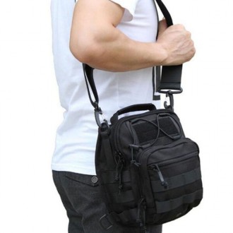 Мужская тактическая многофункциональная нагрудная сумка-слинг через плечо с сист. . фото 10