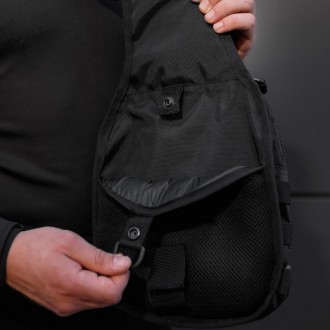 Мужская тактическая многофункциональная нагрудная сумка-слинг через плечо с сист. . фото 6