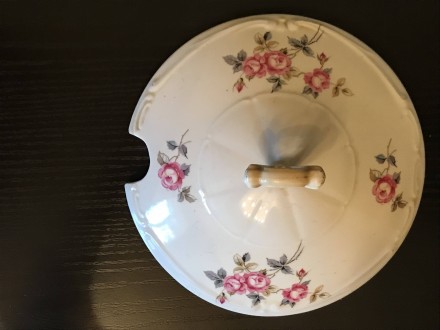 Винтажный набор из супницы и трёх суповых тарелок с изображением букета роз, фар. . фото 9