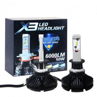 Комплект светодиодных автомобильных фар головного света HeadLight X3-H1 6000 K 6. . фото 5
