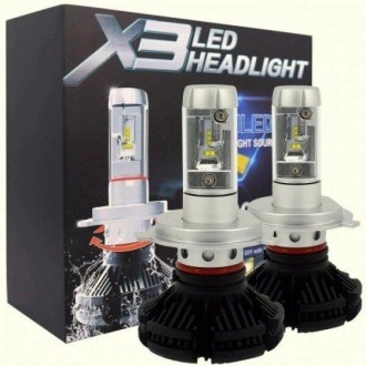 Комплект светодиодных автомобильных фар головного света HeadLight X3-H4 6500 K 6. . фото 2