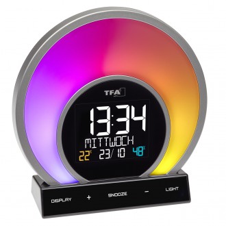 Будильник светильник TFA SOLUNA, меняет цвета, термогигрометр, функция зарадки, . . фото 5