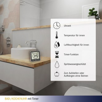 Часы TFA для ванной комнаты или кухни с таймером и термогигрометром
На счету каж. . фото 6