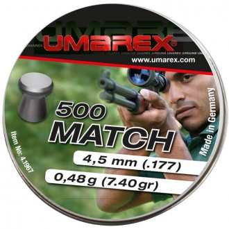 Пули Umarex Match 500, 0.48 гр.
Классическая плоская головка для стрельбы по миш. . фото 2