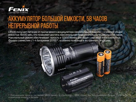 Поисковой фонарь Fenix LR50R (12000Lm)
Fenix LR50R характеризуется удивительной . . фото 11