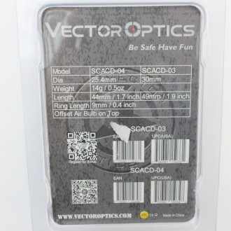Кольцо 30мм с пузырьковым уровенем Vector Optics SCACD-03
Диаметр: 30 мм
Материа. . фото 5