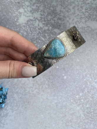  Пропонуємо до Вашої уваги браслет-манжет з натуральним каменем ларимар в сріблі. . фото 8