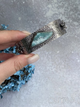  Пропонуємо до Вашої уваги браслет-манжет з натуральним каменем ларимар в сріблі. . фото 1