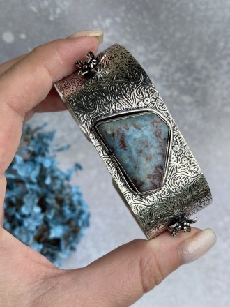  Пропонуємо до Вашої уваги браслет-манжет з натуральним каменем ларимар в сріблі. . фото 7