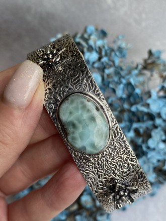  Пропонуємо до Вашої уваги браслет-манжет з натуральним каменем ларимар в сріблі. . фото 8