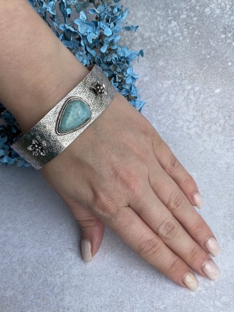  Пропонуємо до Вашої уваги браслет-манжет з натуральним каменем ларимар в сріблі. . фото 5