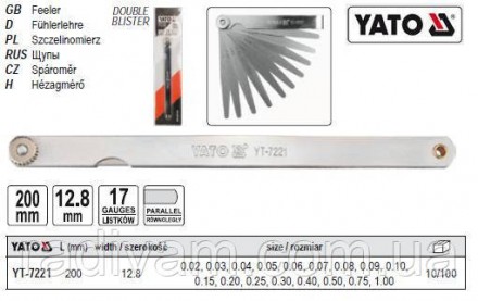 набір вимірювальні щупи YATO YT-7221 призначений для точного налаштування ширини. . фото 5