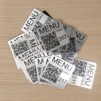 Металева табличка на стіл з QR Code меню для ресторану бару кафе тощо 
виготовим. . фото 4
