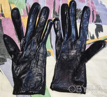 Женские автомобильные перчатки спортивного стиля, кожа+текстиль, ширина-7см, сре. . фото 1
