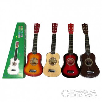 Гітара 404 54 см, струни 6 шт, медіатор, дерево, 4 кольори. в кор-ці, 54-20-6,5с. . фото 1