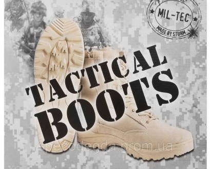 Тактичні шкіряні черевики MIL-TEC TACTICAL SIDE ZIP BOOT у кольорі койот втілюют. . фото 6