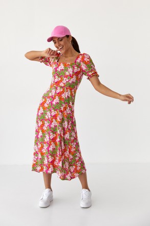 Длинное платье с растительным узором выполнено из натурального качественного мат. . фото 2