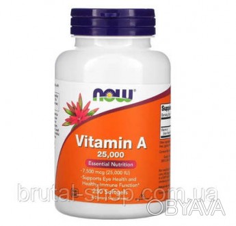 Описание Now Foods, Vitamin A (Витамин А), 25,000 IU 
 
Витамин А из ретинилпаль. . фото 1