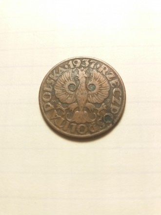 5 грошей 1937 року. Польща. Стан на фото. . фото 3