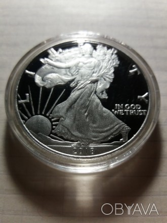 1 долар Liberty США 2018 року. Монета нова. Капсула не відкривалася. Розмір: 40*. . фото 1