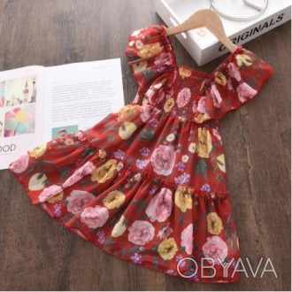 Сукня на літо для дівчинки червона в квітковий принт

Шифон
Червона - 100, 12. . фото 1