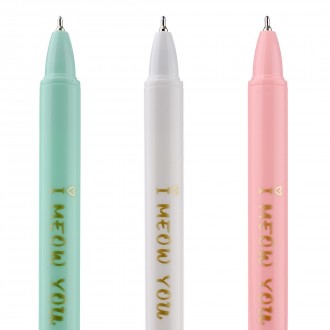 Ручка масляна YES Color Cats автоматична 0,7 мм синя корпус білий. . фото 5
