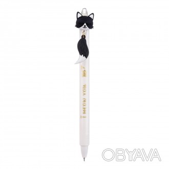 Ручка масляна YES Color Cats автоматична 0,7 мм синя корпус білий. . фото 1