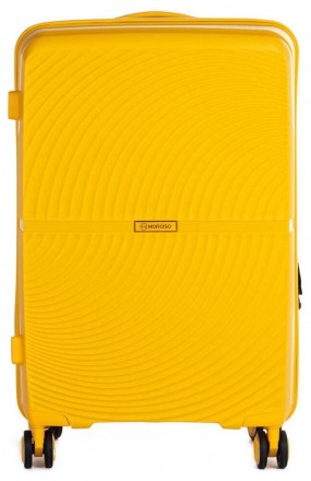 Большой ударопрочный пластиковый чемодан из поликарбоната 85,7L Horoso желтый S1. . фото 3