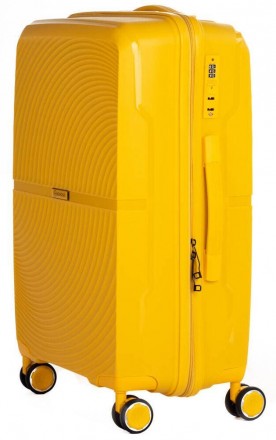Большой ударопрочный пластиковый чемодан из поликарбоната 85,7L Horoso желтый S1. . фото 2