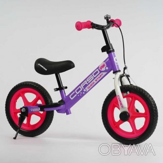 Велобіг "CORSO" сталева рама, ручне гальмо, колесо 12" EVA (ПІНА), підставка для. . фото 1