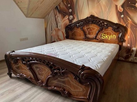 Пропонуємо класичне ліжко з різьбленням Кармен нова горіх.

Ціна вказана за дв. . фото 2