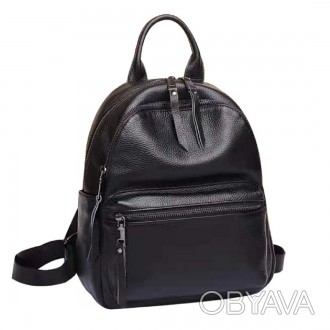 
	Рюкзак Olivia Leather F-FL-NWBP27-8011A пошит их телячьей кожи, в черном цвете. . фото 1