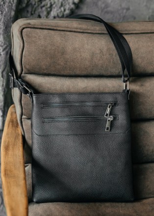 Мужская сумка барсетка через плечо кожаная черная сумка-мессенджер
 Мужская сумк. . фото 9