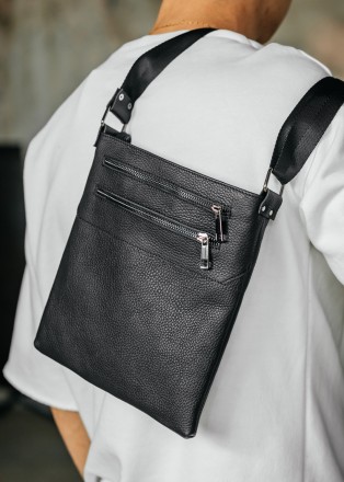 Мужская сумка барсетка через плечо кожаная черная сумка-мессенджер
 Мужская сумк. . фото 4