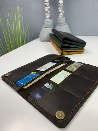 Чоловічий шкіряний гаманець для карток, купюрник лонгер із натуральної шкіри Cra. . фото 5