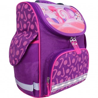 Школьный каркасный рюкзак ортопедический для девочек 1-3 классов светоотражающий. . фото 6
