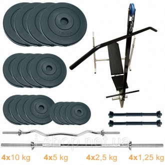 
Лава для жиму з набором штанг і гантелей Newt ProGym Scott Plus Set Pro T 90 kg. . фото 2