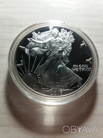 1 долар Liberty США 2016 року. Монета нова. Капсула не відкривалася. Розмір: 40*. . фото 1