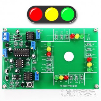 
Це експериментальна схема для імітації керування світлофором на перехресті.
Різ. . фото 1