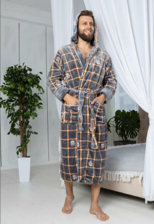 Купить в интернет магазине мужской теплый пушистый халат-серый
Купить махровый м. . фото 5