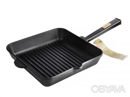 Чугунная квадратная сковорода гриль Optima Black 280х280х50мм