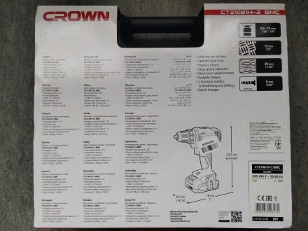 Шуруповерт акумуляторний Crown 21081H-2 BMC PROFESSIONAL Характеристики Основні . . фото 8