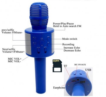 Караоке микрофон Q858 Беспроводной караоке микрофон 2 в 1 Q858 - это универсальн. . фото 5